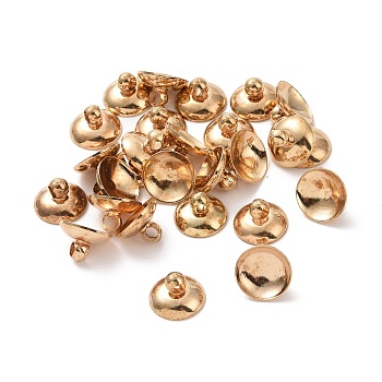 Brass Bead Cap Pendant Bails, for Globe Glass Bubble Cover Pendants, Vail, Lid, Light Gold, 8x6mm, Hole: 1mm