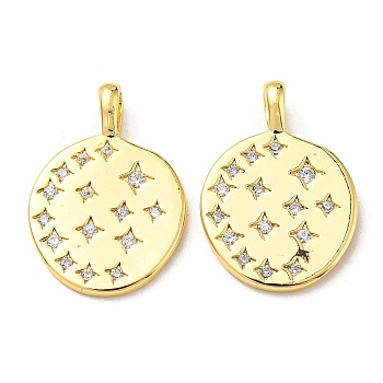 Brass Micro Pave Cubic Zirconia Pendants, Real 18K Gold Plated, 19.5x14x4mm, Hole: 3.5x2.5mm