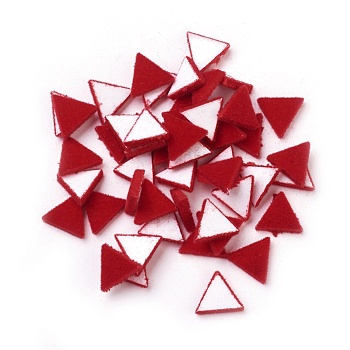 Flocky Acrylic Cabochons, Triangle, Red, 8.5x9.5x1.5mm