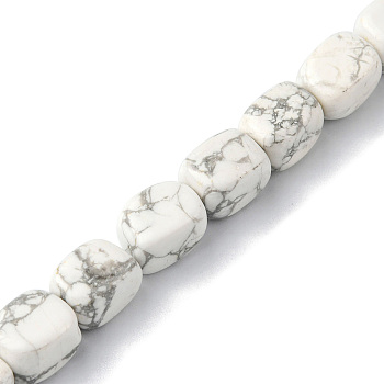 Natural Howlite Beads Strands, Cuboid, 8.5~11x7.5~9x7.5~9mm, Hole: 1.2mm, about 20pcs/strand, 7.72~8.74 inch(19.6~22.2cm)