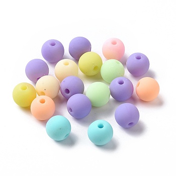 Acrylic Beads, Round, Mixed Color, 9.5x9mm, Hole: 2mm, about 943pcs/500g