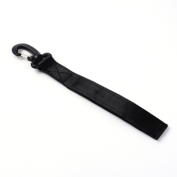 (Clearance Sale)Plastic and Iron Outdoor Carabiners Hanger Buckle Hook, with Nylon Tape, Black, 252x25x5mm