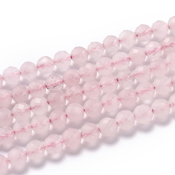 Natural Rose Quartz Beads, Faceted, Round, 6mm, Hole: 1mm, about 62pcs/strand, 14.96 inch(38cm)