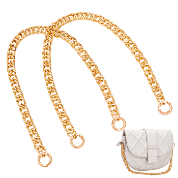 Curb Chain Bag Handles, Aluminum Bag Chains, with Alloy Spring Gate Ring, Golden, 43cm