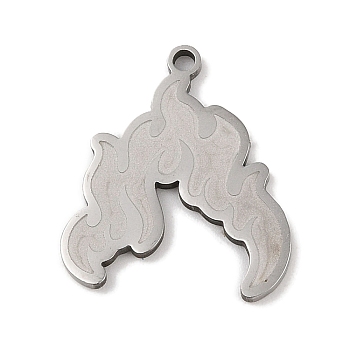 Non-Tarnish 304 Stainless Steel Pendants, Fire Shape Charm, Stainless Steel Color, 23.5x20.5x1.5mm, Hole: 1mm