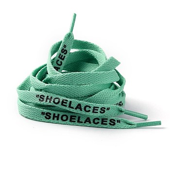 Polyester Flat Custom Shoelace, Flat Sneaker Shoe String with Word, for Kids and Adults, Teal, 1200x9x1.5mm, 2pcs/Pair