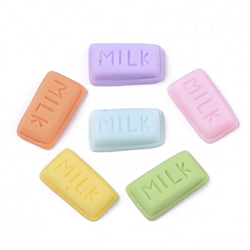 Opaque Resin Decoden Cabochons, Milk Candy, Imitation Food, Mixed Color, 19~20x11x5mm