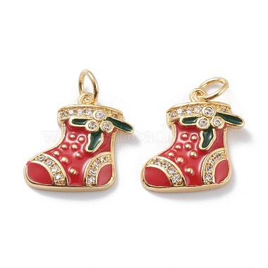 Real 18K Gold Plated Colorful Sock Brass+Cubic Zirconia+Enamel Pendants