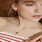 Heart Alloy Enamel Stud Earrings & Pendant Necklaces Sets, Golden, 13.5x10mm(SJEW-LP0001-44)