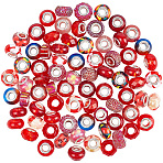 90Pcs 15 Styles Red Series Transparent Resin European Beads, Large Hole Beads, Rondelle, Mixed Color, 11.5~14x5~10mm, Hole: 4.5~6mm, 6pcs/style (RPDL-SP0001-06)