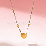 Valentine's Day 304 Stainless Steel Heart Pendant Satellite Chain Necklaces for Women, Golden, 16.65 inch(42.3cm)(NJEW-K306-03G)