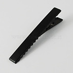 Iron Flat Alligator Hair Clip Findings, DIY Hair Accessories Making, Black, 56x8mm(X-PHAR-S039-56mm)