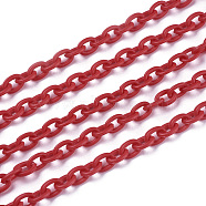 ABS Plastic Cable Chains, Oval, Red, 14.96 inch~15.35 inch(38~39cm), 5.5~6mm(X-KY-E007-03B)