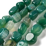 Natural Agate Beads Strands, Dyed & Heated, Nuggets, Tumbled Stone, Medium Sea Green, 14~15x10~14x8~9.5mm, Hole: 1.6mm, about 12~13pcs/strand, 7.09~7.48''(18~19cm)(G-H295-D01-01)