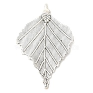 Tibetan Style Alloy Pendants, Cadmium Free & Lead Free, Leaf, Antique Silver, 70.5x46x2mm, Hole: 3mm(TIBEB-A101364-AS-LF)