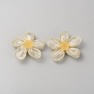 Lace & Plastic Detachable Shoe Buckle Clips, Flower Shoe Decoration, Antique White, 70.5x60.5x19.5mm(FIND-WH0423-74A)