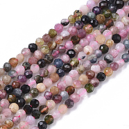 Natural Tourmaline Beads Strands, Faceted, Round, 2mm, Hole: 0.4mm, about 182~183pcs/strand, 15.55 inch(39.5cm)(X-G-S361-2mm-017)
