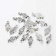 Tibetan Style Alloy Charms, Cadmium Free & Lead Free, Flat Round, Antique Silver, 16x7x1.5mm, Hole: 1.5mm.(X-EA270Y)