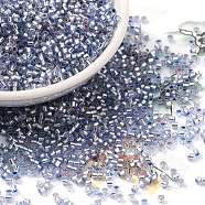 Glass Seed Beads, Silver Lined, Cylinder, Cornflower Blue, 2x1.5mm, Hole: 1.4mm, about 5599pcs/50g(X-SEED-S042-04B-22)