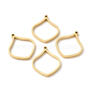 Ion Plating(IP) 304 Stainless Steel Open Back Bezel Pendants, For DIY UV Resin, Epoxy Resin, Pressed Flower Jewelry, Flower Petals, Real 24K Gold Plated, 33.5x28x3mm, Hole: 2mm(STAS-K208-18)