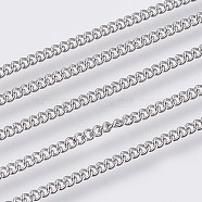 304 Stainless Steel Curb Chains, Soldered, Stainless Steel Color, 1.9x1.5x0.4mm(CHS-F006-03A-P)