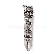 Tibetan Style Alloy Pendants, Cadmium Free & Lead Free, Pen Shape, Antique Silver, 43.5x9.5x9.5mm, Hole: 4.5mm(FIND-B040-13AS)