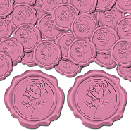 Adhesive Wax Seal Stickers, Envelope Seal Decoration, For Craft Scrapbook DIY Gift, Flower, Hot Pink, 30mm, 100pcs/box(DIY-CP0009-12I)