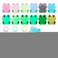 Frog Luminous Silicone Knitting Needle Point Protectors, Knitting Needle Stoppers with Zinc Alloy Stitch Markers, Mixed Color, Stopper: 28x24x10mm, Hole: 3mm, 12pcs, Marker Rings: 14.5x1mm, 30pcs(SIL-NB0001-35)