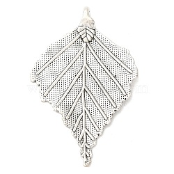 Tibetan Style Alloy Pendants, Cadmium Free & Lead Free, Leaf, Antique Silver, 70.5x46x2mm, Hole: 3mm(TIBEB-A101364-AS-LF)