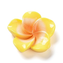 Opaque Resin Cabochons, Plumeria Flower, Gold, 20x20.5x6.5mm(RESI-G068-02G)