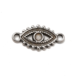 304 Stainless Steel Cabochon Connector Settings, Evil Eye, Stainless Steel Color, Tray: 3mm, 11x21x2mm, Hole: 2.2mm(STAS-I694-24P)