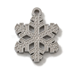 Anti-Tarnish Christmas 304 Stainless Steel Charms, Stainless Steel Color, Snowflake, 13x10x1.5mm, Hole: 1mm(STAS-Z093-03B-P)