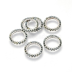 MIYUKI & TOHO Handmade Japanese Seed Beads, with 304 Stainless Steel Link Rings, Loom Pattern, Ring, Silver, Slate Gray, 14.5~15x1.7mm(SEED-A028A-S-25S)