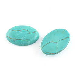 Craft Findings Dyed Synthetic Turquoise Gemstone Flat Back Cabochons, Oval, Medium Turquoise, 6x8x3mm(TURQ-S276-6x8mm-01)
