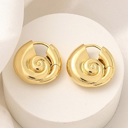 Rack Plating Spiral Shell Brass Hoop Earrings, Long-Lasting Plated, Lead Free & Cadmium Free, Real 18K Gold Plated, 19x19.5x7.5mm(EJEW-H143-22G)