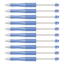 ABS Plastic Ball-Point Pen, Baking Paint Beadable Pen, for DIY Personalized Pen with Jewelry Bead, Light Steel Blue, 147x11.5mm(BT-TAC0003-04C)