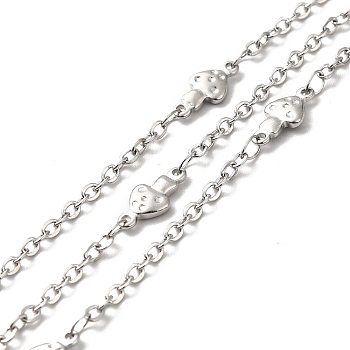 304 Stainless Steel Mushroom Link Chains, with Spool, Soldered, Stainless Steel Color, 11.5x5.5x1.7mm, 2.5x2x0.3mm, about 32.81 Feet(10m)/Roll