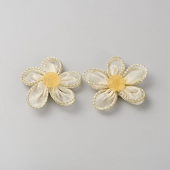 Lace & Plastic Detachable Shoe Buckle Clips, Flower Shoe Decoration, Antique White, 70.5x60.5x19.5mm