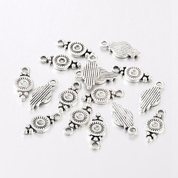 Tibetan Style Alloy Charms, Cadmium Free & Lead Free, Flat Round, Antique Silver, 16x7x1.5mm, Hole: 1.5mm.