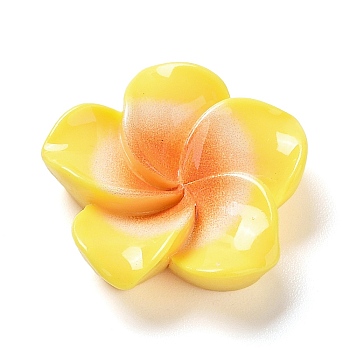 Opaque Resin Cabochons, Plumeria Flower, Gold, 20x20.5x6.5mm