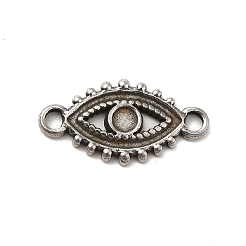 304 Stainless Steel Cabochon Connector Settings, Evil Eye, Stainless Steel Color, Tray: 3mm, 11x21x2mm, Hole: 2.2mm