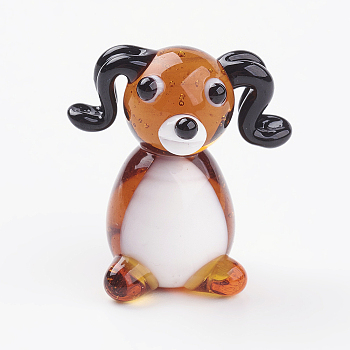 Handmade Lampwork Puppy Home Display Decorations, Sausage Dog/Dachshund, Colorful, 16x19x21mm