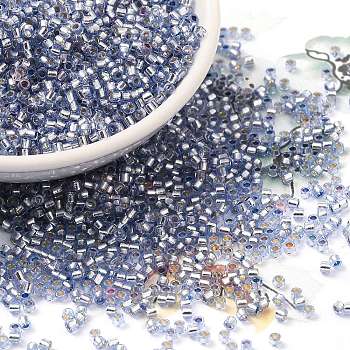 Glass Seed Beads, Silver Lined, Cylinder, Cornflower Blue, 2x1.5mm, Hole: 1.4mm, about 5599pcs/50g