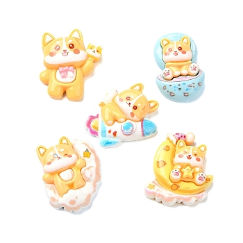 Opaque Resin Animal Decoden Cabochons, Cartoon Dog Mixed Shapes, Mixed Color, 28x19x9mm