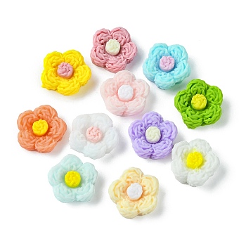 Opaque Resin Cabochons, Flower, Mixed Color, 12.5~13x4.9mm