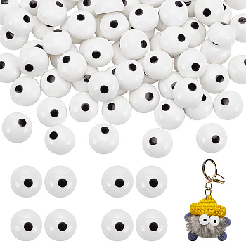 Elite 100Pcs Craft Resin Doll Eyes Cabochons, Stuffed Toy Eyes, Half Round, White, 13x7mm