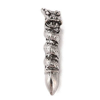 Tibetan Style Alloy Pendants, Cadmium Free & Lead Free, Pen Shape, Antique Silver, 43.5x9.5x9.5mm, Hole: 4.5mm