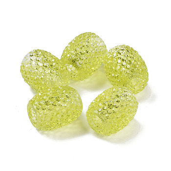 Transparent Resin European Jelly Colored Beads, Large Hole Barrel Beads, Bucket Shaped, Yellow Green, 15x12.5mm, Hole: 5mm