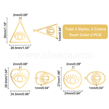 unicraftale 12pcs 6 style placage ionique (ip) 201 pendentifs en acier inoxydable(STAS-UN0033-43)-5