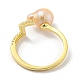 Brass Open Cuff Rings with Natural Pearl(RJEW-H220-31G)-3